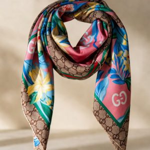 Gucci Silk Twill Floral Print Scarf